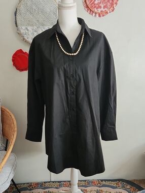 Classic Black Button-Up Shirt Dress